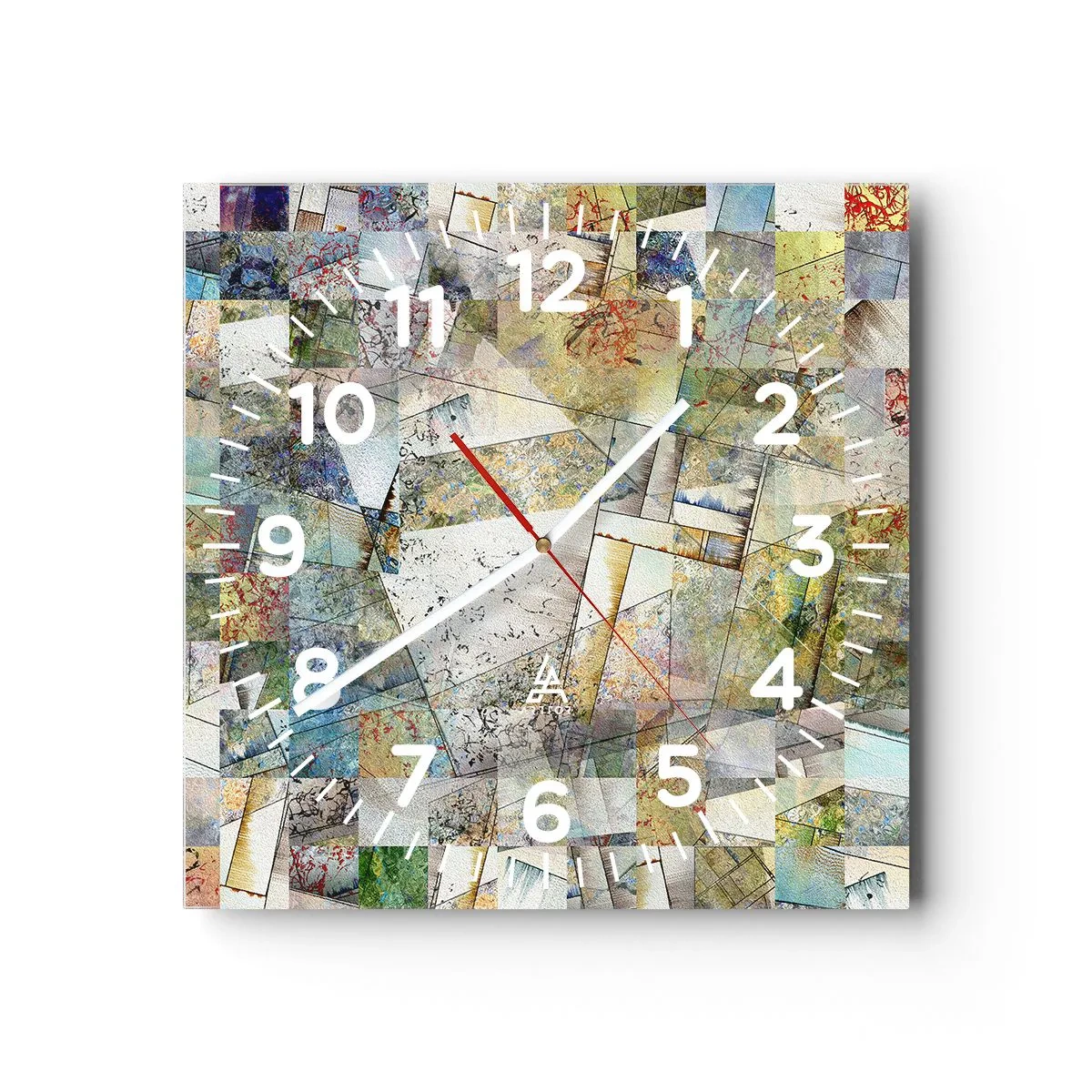 Orologio da parete - Orologio in Vetro - Rimpasto geometrico - 40x40 cm