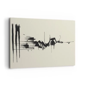 Quadro su tela - Stampe su Tela - Astrazione minimalista con linee nere su sfondo chiaro - 100x70cm - Astrazione frettolosa - Decorazione murale moderna per soggiorno e camera da letto ARTTOR