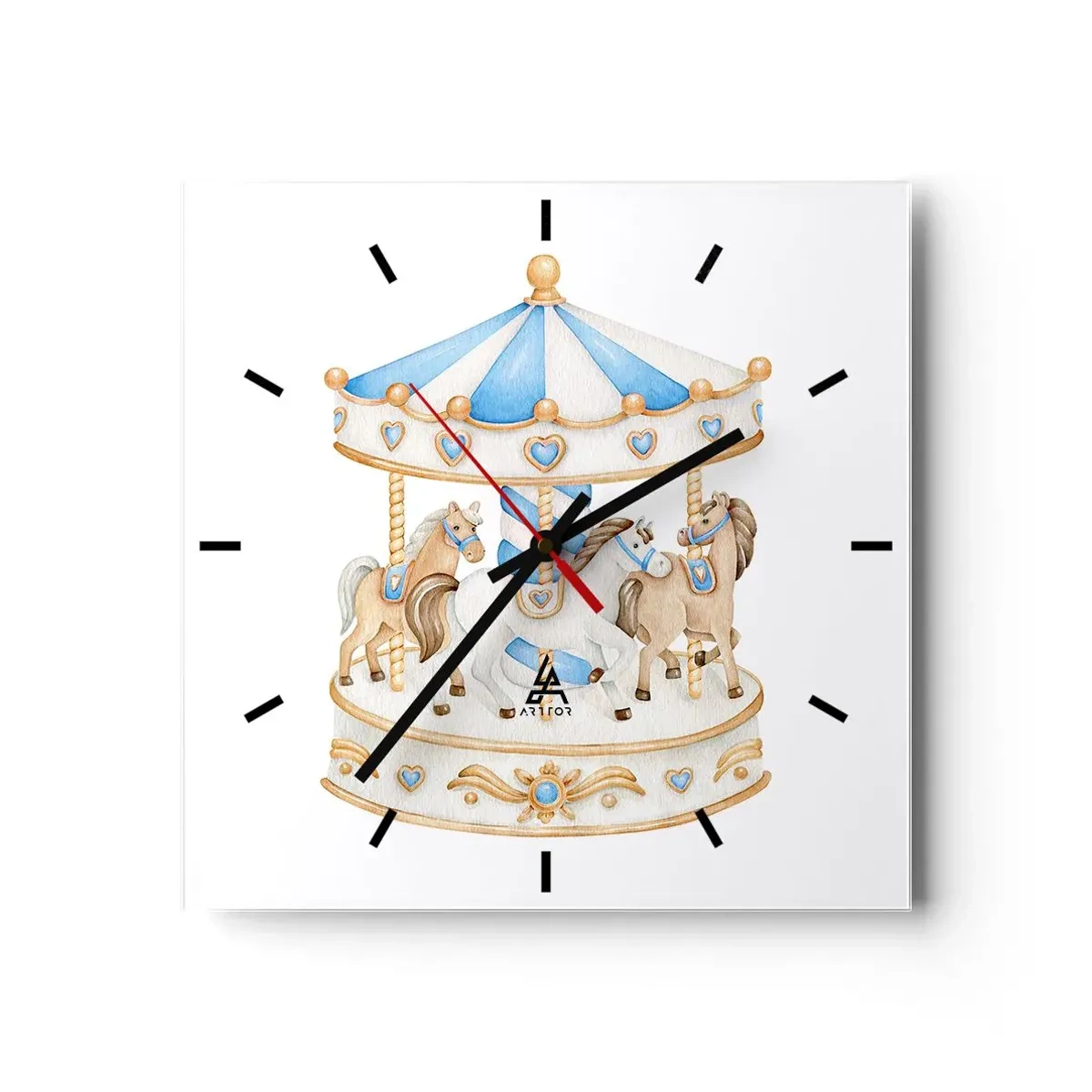 Orologio da parete - Orologio in Vetro - Dolce infanzia - 40x40 cm