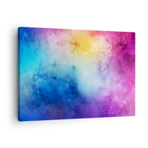 Quadro su tela - Stampe su Tela - Una composizione astratta nei toni pastello del rosa e del blu. - 70x50cm - Quasi al settimo cielo - Decorazione murale moderna per soggiorno e camera da letto ARTTOR