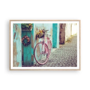 Poster in cornice rovere chiaro - Torno subito - 100x70 cm