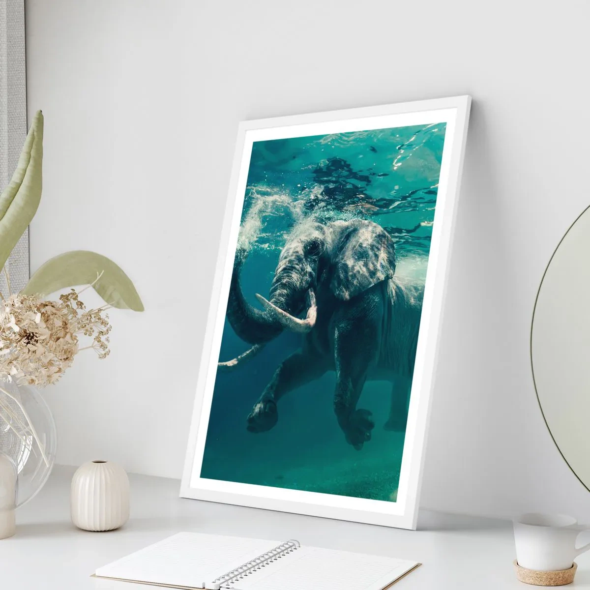 Poster in cornice bianca - Tutti amano nuotare - 50x70 cm