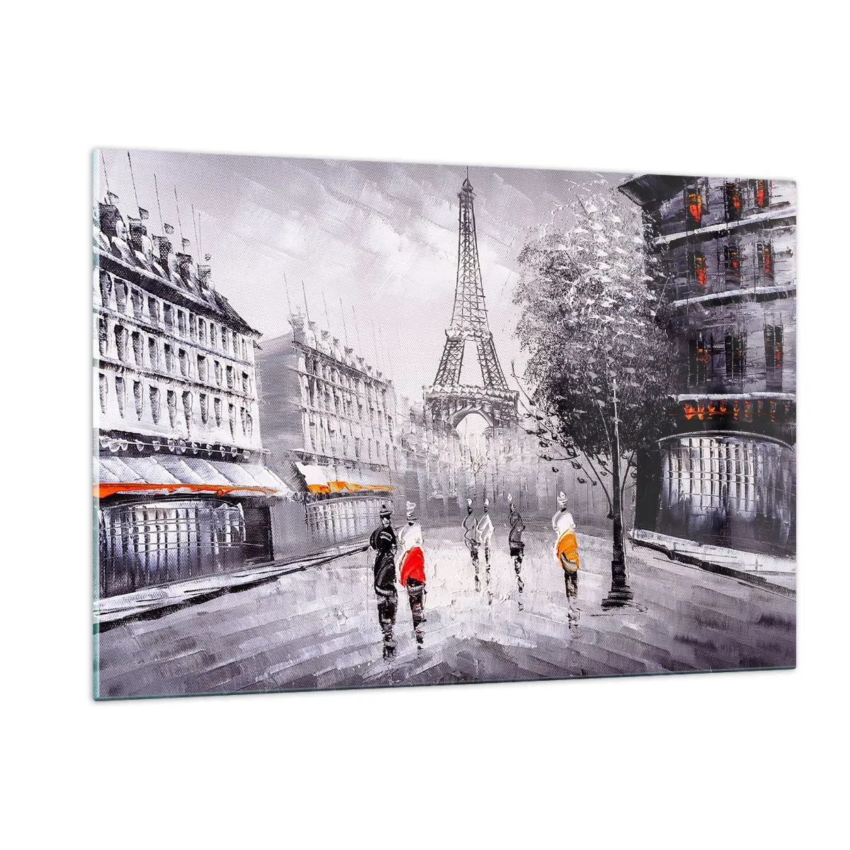 Quadro su vetro - Una passeggiata parigina - 120x80cm - Passeggiata a Parigi - Decorazione murale moderna per soggiorno e camera da letto ARTTOR