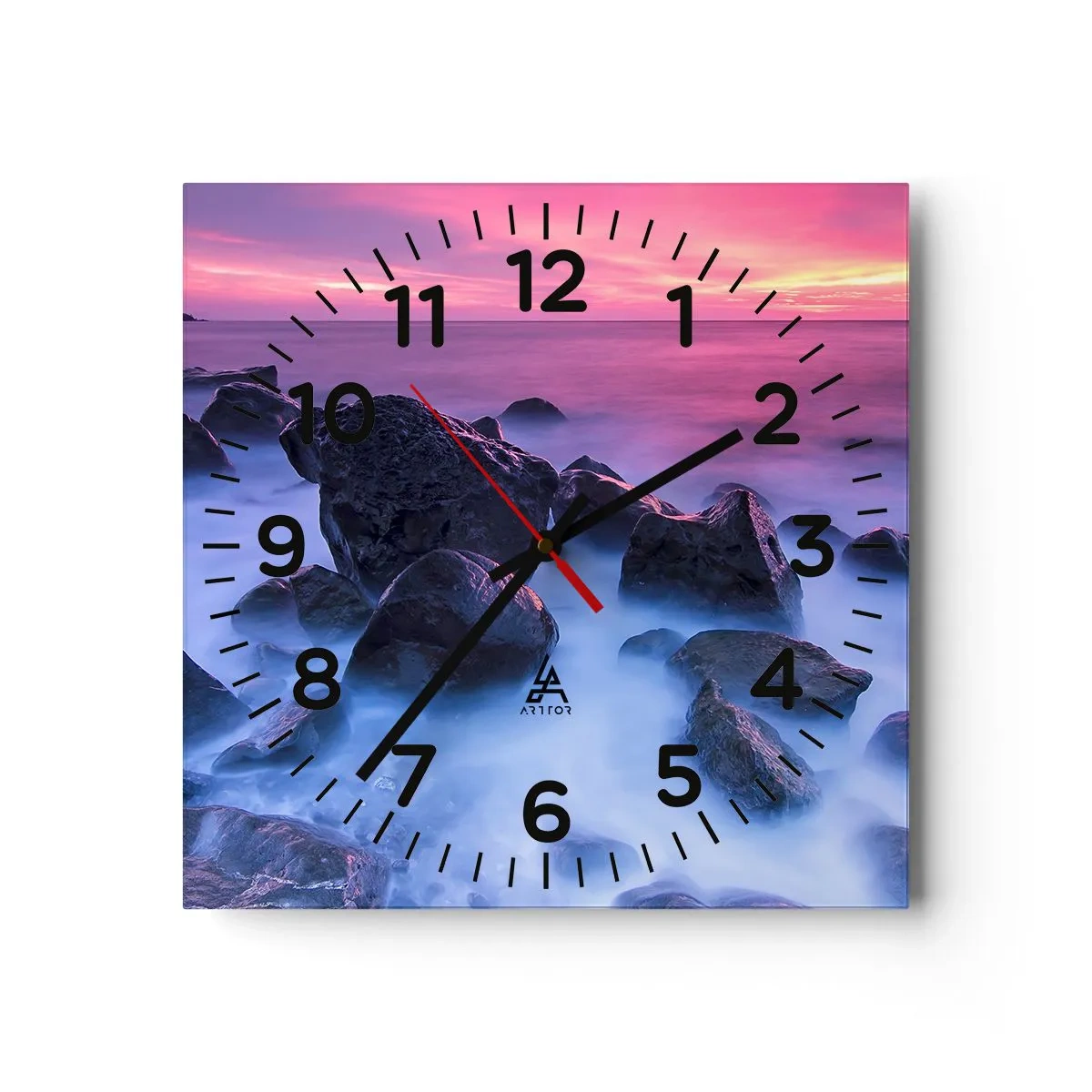 Orologio da parete - Orologio in Vetro - Nascita nella luce e nella nebbia - 40x40 cm