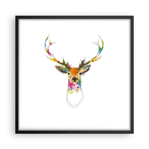 Poster in cornice nera - Mite cerbiatto immerso nel colore - 50x50 cm