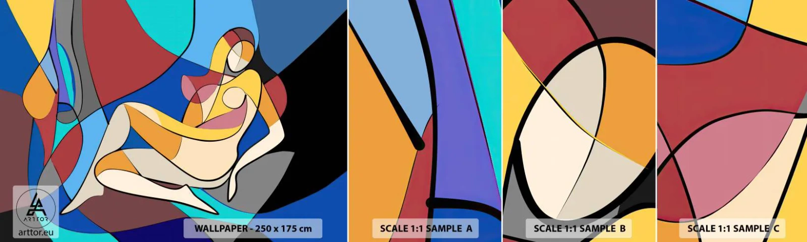 Campione di Fotomurale Adesivo Deluxe Sticker - Nudo cubista - Cubismo, Moderno, Donna - 100x30 cm