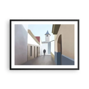 Poster in cornice nera - Una strada minimalista con la sagoma di un uomo sullo sfondo - 70x50cm - Passeggiata assolata - Decorazione murale moderna per soggiorno e camera da letto ARTTOR