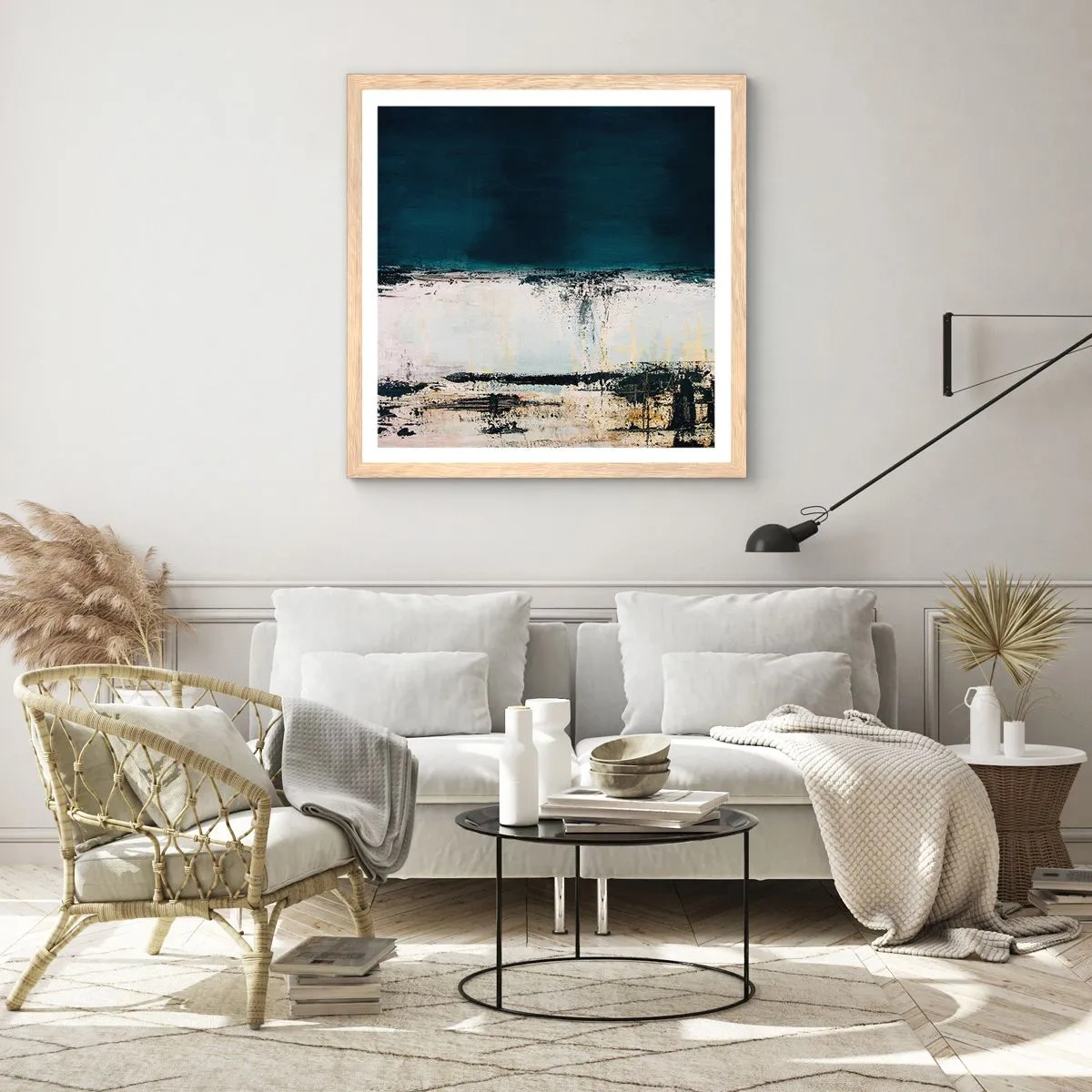 Poster in cornice rovere chiaro - Composizione orizzontale - 60x60 cm