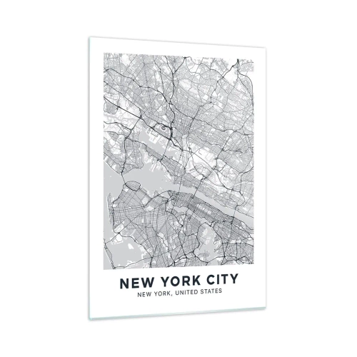 Quadro su vetro - Una mappa delle strade e dei quartieri delle grandi città in forma monocromatica - 50x70cm - Anatomia della metropoli - Decorazione murale moderna per soggiorno e camera da letto ARTTOR