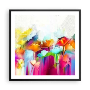 Poster in cornice nera - L'arcobaleno è fiorito - 60x60 cm