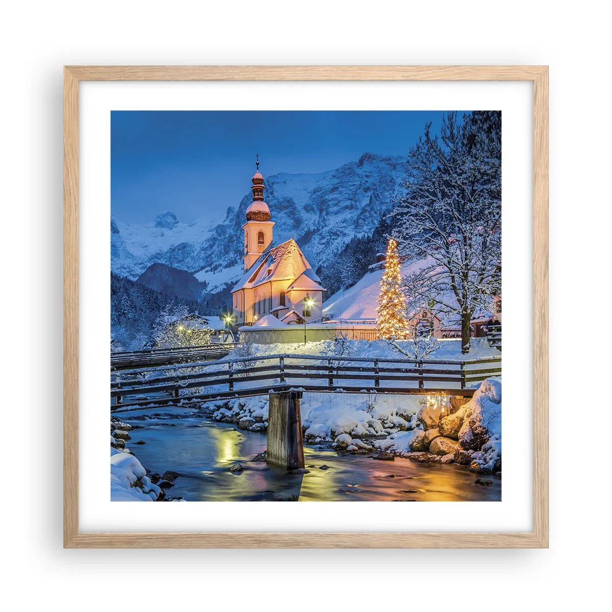 Poster in cornice rovere chiaro - Lo spirito di Natale - 50x50 cm
