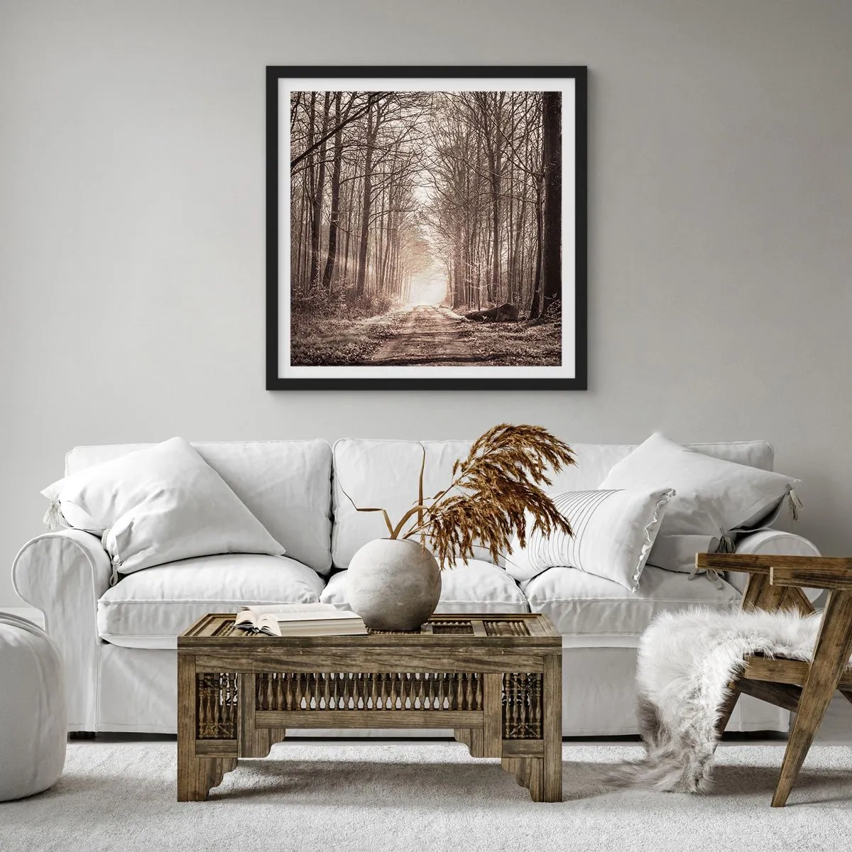 Poster in cornice nera - La cattedrale del bosco - 30x30 cm