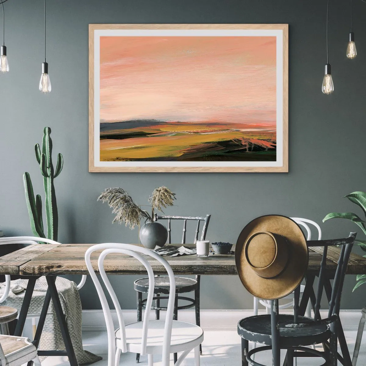 Poster in cornice rovere chiaro - In tonalità di rosa - 100x70 cm