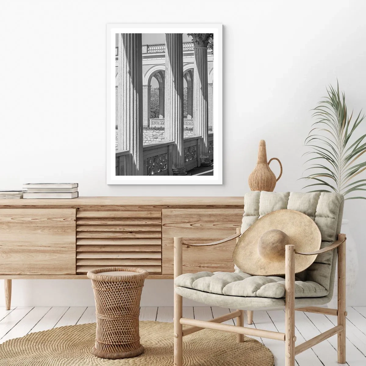 Poster in cornice bianca - Portico soleggiato - 70x100 cm