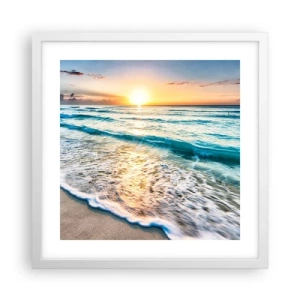 Poster in cornice bianca - Tramonto sul mare - 40x40 cm