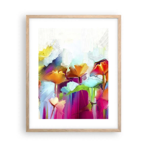 Poster in cornice rovere chiaro - L'arcobaleno è fiorito - 40x50 cm
