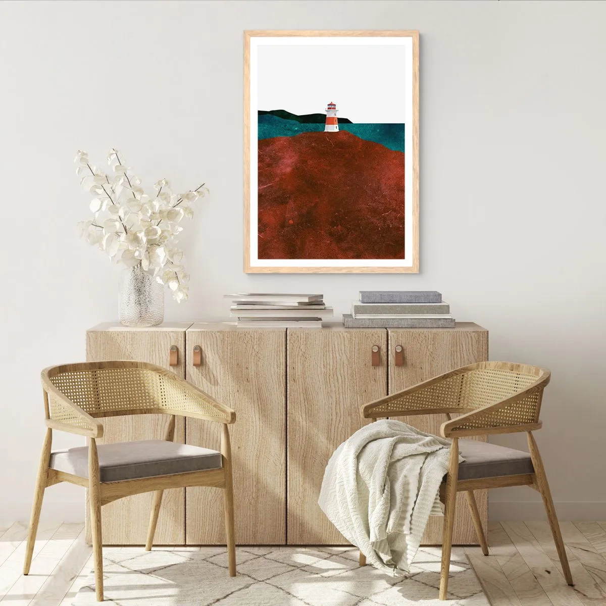 Poster in cornice rovere chiaro - Contemplando il mare - 30x40 cm