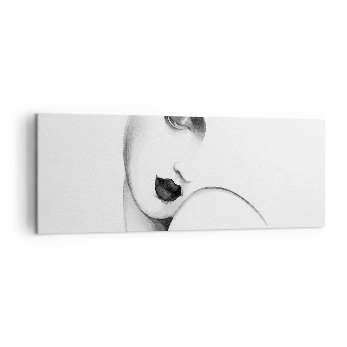 Quadro su tela - Stampe su Tela - Un sottile ritratto di una donna in stile monocromatico - 140x50cm - Nello stile di Lempicka - Decorazione murale moderna per soggiorno e camera da letto ARTTOR