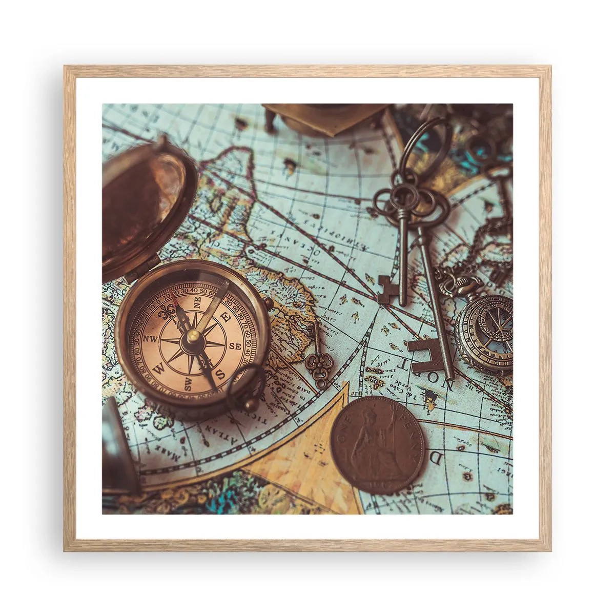 Poster in cornice rovere chiaro - Per il cercatore di avventure - 60x60 cm