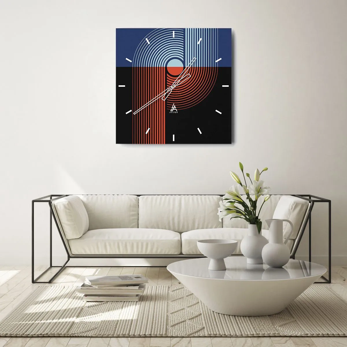 Orologio da parete - Orologio in Vetro - Nell'abbraccio geometrico - 40x40 cm