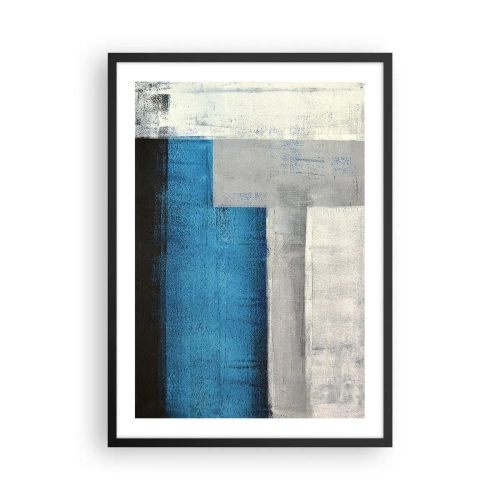 Poster in cornice nera - Astrazione geometrica nei toni del blu e del grigio - 50x70cm - Composizione poetica in grigio e blu - Decorazione murale moderna per soggiorno e camera da letto ARTTOR