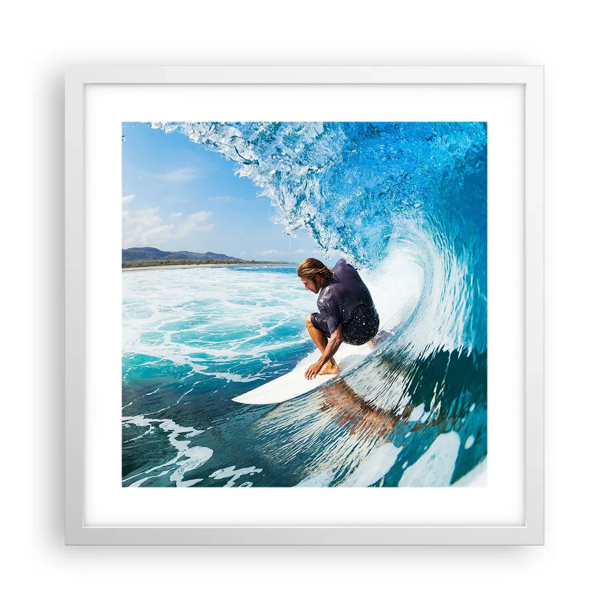 Poster in cornice bianca - Ballando con le onde - 40x40 cm