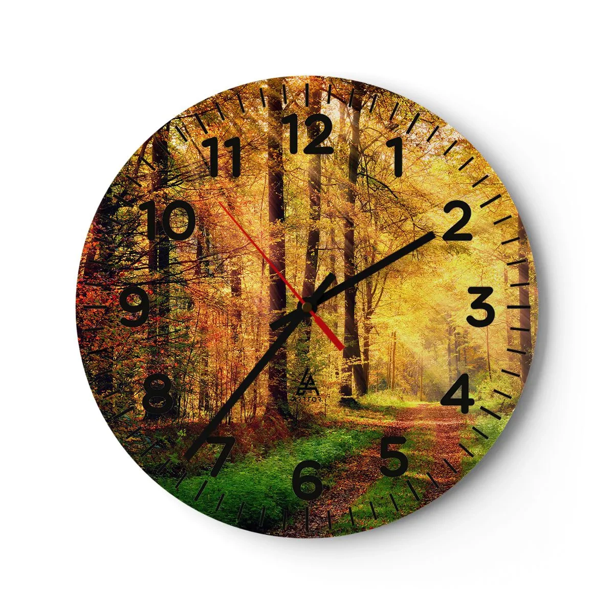 Orologio da parete - Orologio in Vetro - Il silenzio d'oro del bosco - 40x40 cm