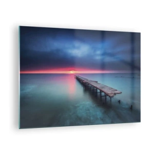 Quadro su vetro - Molo che conduce verso il tramonto - 70x50cm - Tra il cielo e la terra - Decorazione murale moderna per soggiorno e camera da letto ARTTOR
