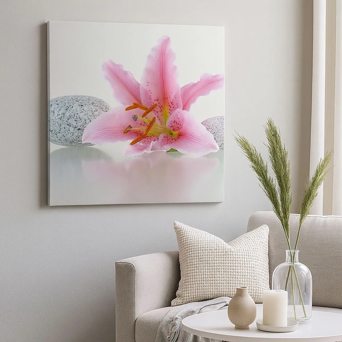 Quadro su tela - Stampe su Tela - Studio in rosa, grigio e bianco - 30x30 cm