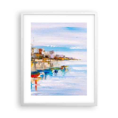 Poster in cornice bianca - Molo cittadino multicolore - 40x50 cm