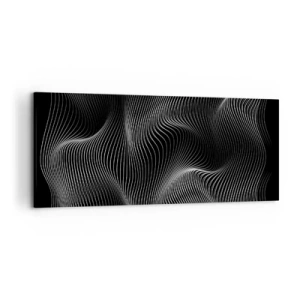 Quadro su tela - Stampe su Tela - Linee bianche astratte su sfondo nero - 120x50cm - La danza della luce nello spazio - Decorazione murale moderna per soggiorno e camera da letto ARTTOR