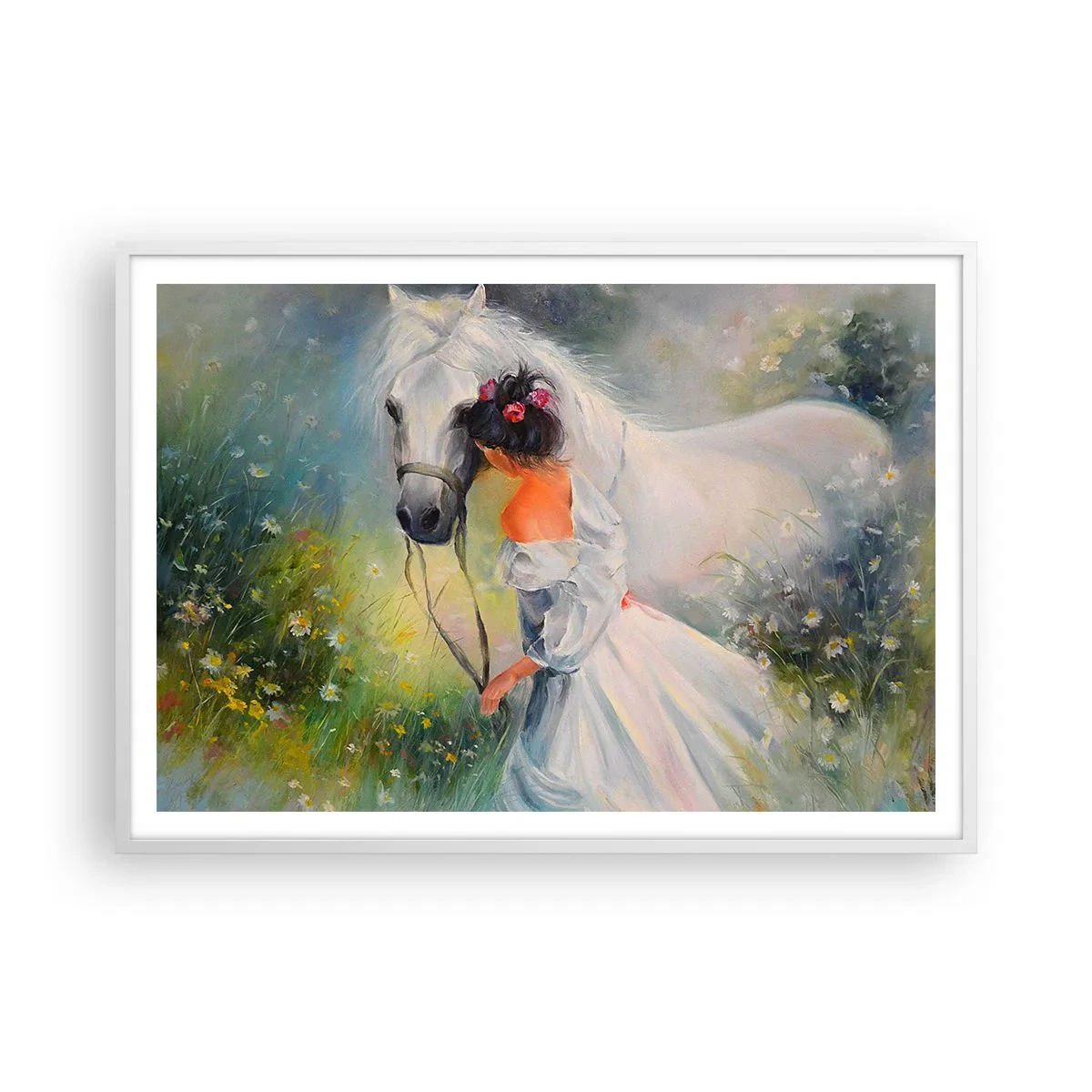 Poster in cornice bianca - Come in un bel sogno - 100x70 cm