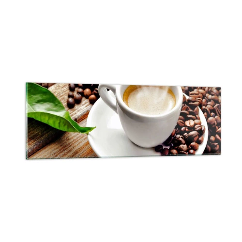 Quadro su vetro - Il caffè è pronto - 90x30 cm