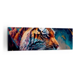 Quadro su tela - Stampe su Tela - Ritratto di una tigre in colori dinamici e astratti - 160x50cm - Bellezza selvaggia - Decorazione murale moderna per soggiorno e camera da letto ARTTOR