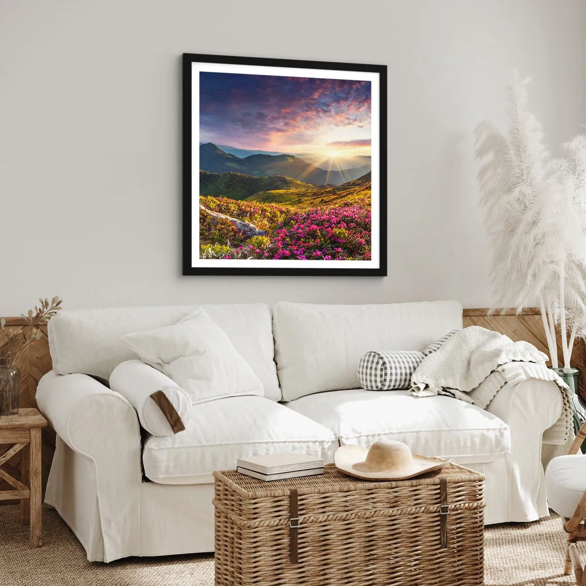 Poster in cornice nera - La freschezza di un mattino sui monti - 40x40 cm