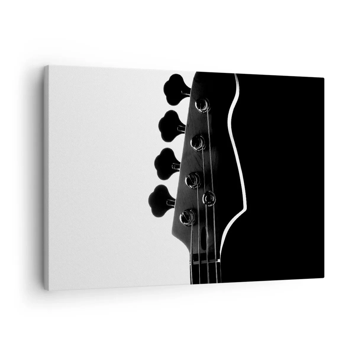 Quadro su tela - Stampe su Tela - Sagoma in bianco e nero della paletta di un basso - 70x50cm - Silenzio rock - Decorazione murale moderna per soggiorno e camera da letto ARTTOR