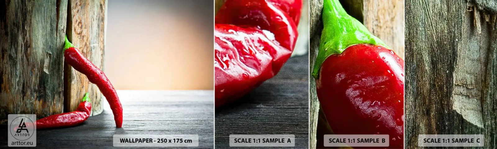 Campione Di Fotomurale Standard Eco - Red hot chili peppers - Pepe, Peperoncino, stagionatura - 100x30 cm
