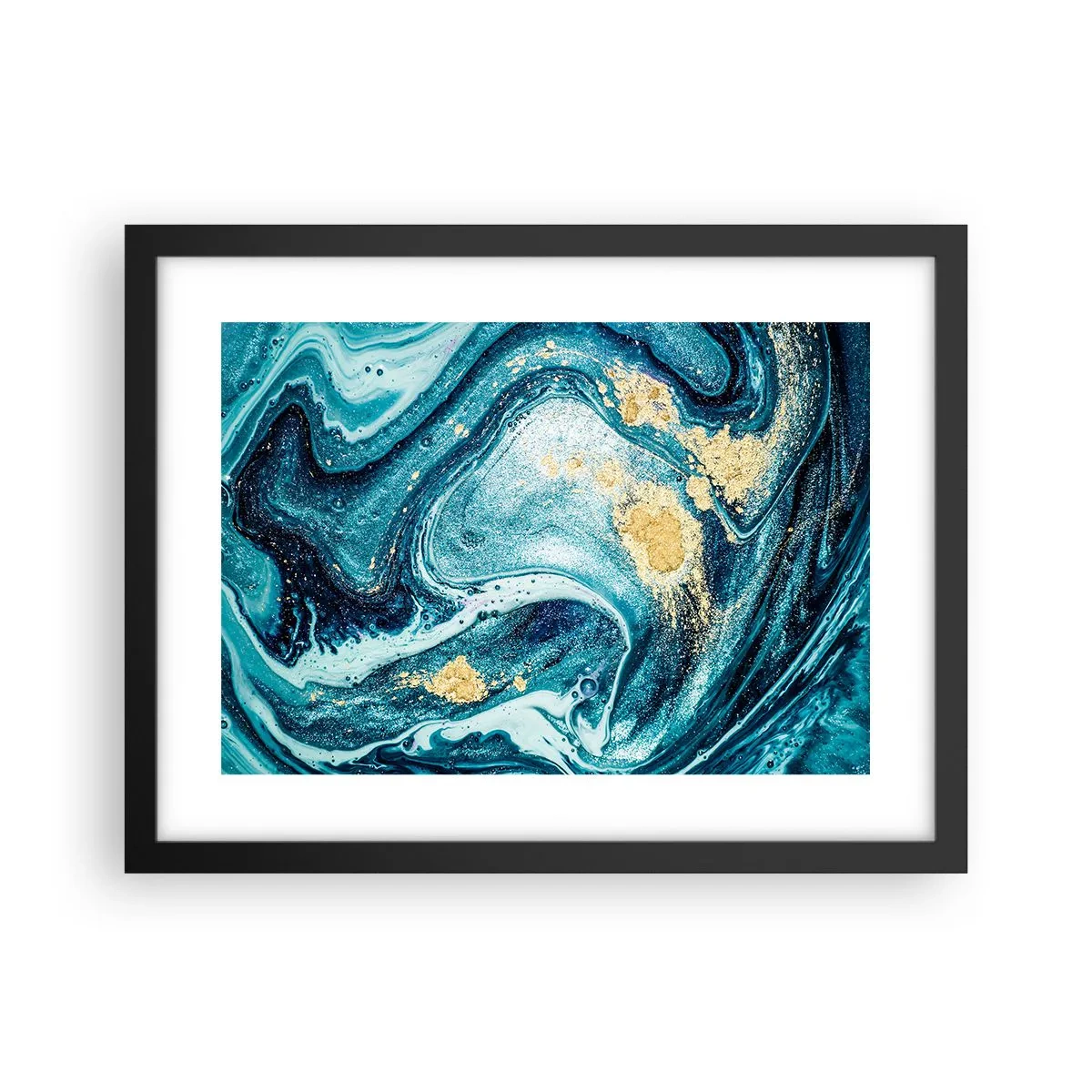 Poster in cornice nera - Vortice blu - 40x30 cm