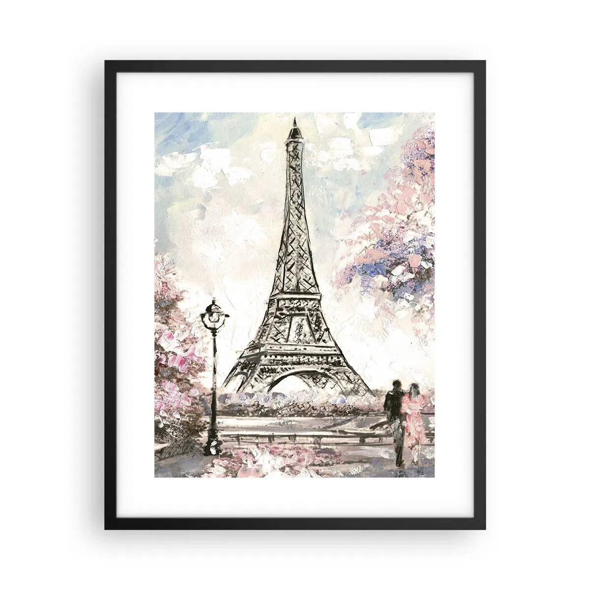 Poster in cornice nera - Passeggiata a Parigi in aprile - 40x50 cm