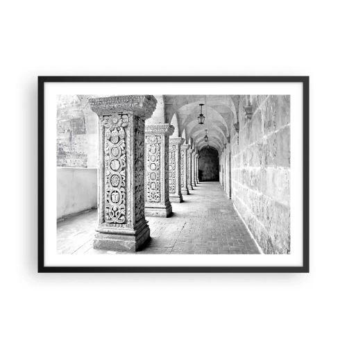 Poster in cornice nera - Colonne storiche in uno scatto monocromatico - 70x50cm - Dove porterà? - Decorazione murale moderna per soggiorno e camera da letto ARTTOR