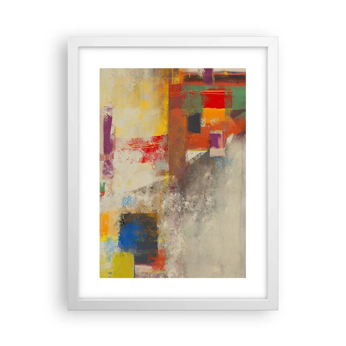 Poster in cornice bianca - Geometria dei colori - 30x40 cm