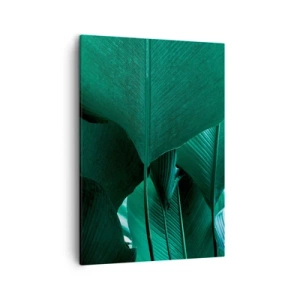 Quadro su tela - Stampe su Tela - Foglie verdi in una composizione minimalista - 50x70cm - Verso la luce - Decorazione murale moderna per soggiorno e camera da letto ARTTOR