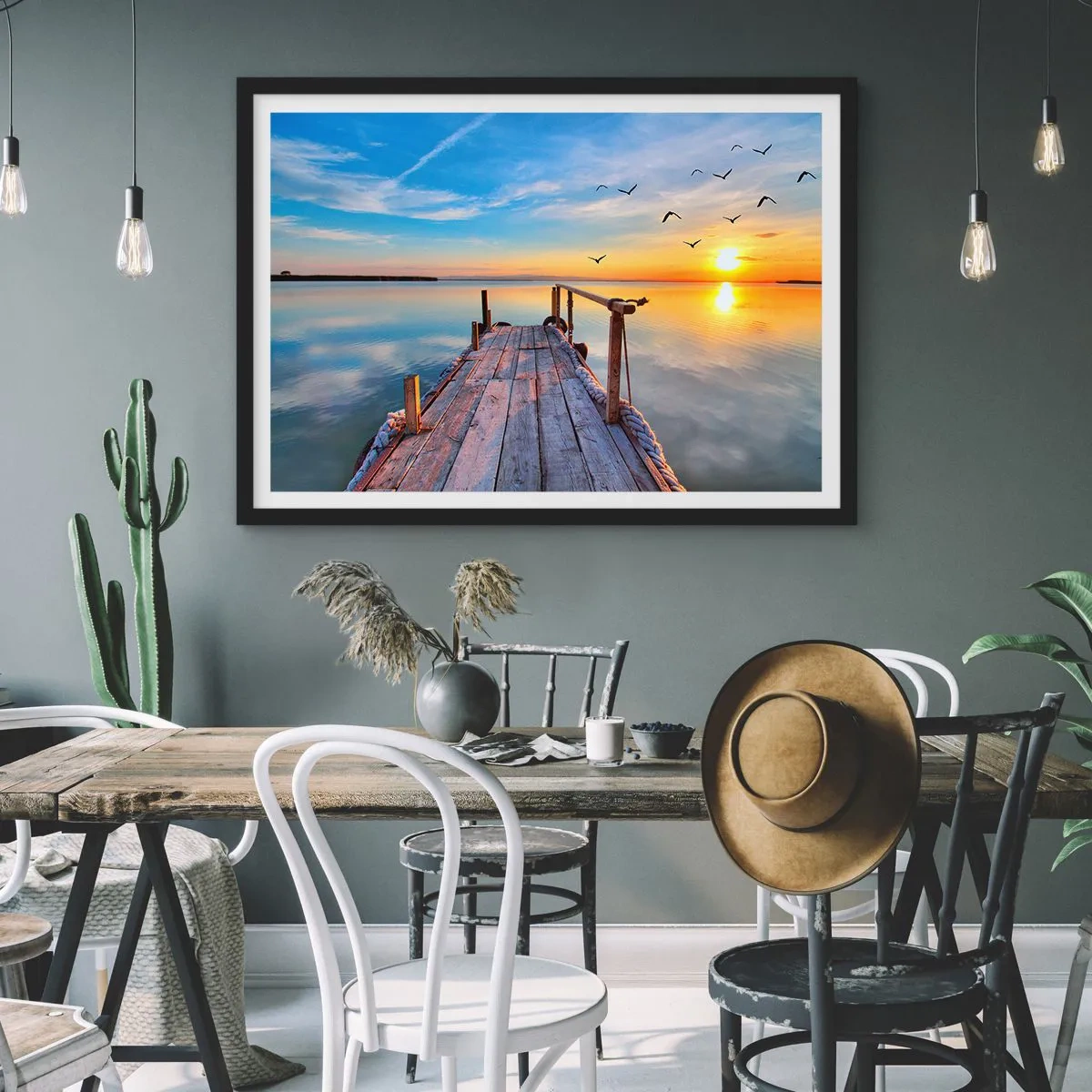 Poster in cornice nera - Camminando verso il sole - 50x40 cm