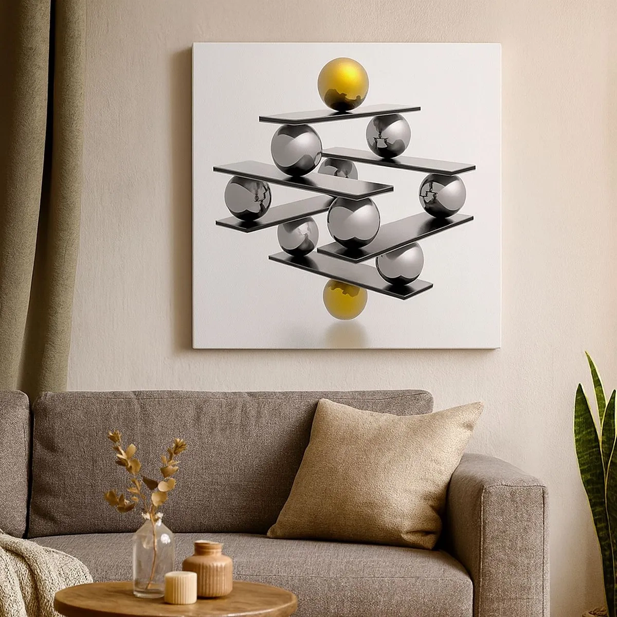 Quadro su tela - Stampe su Tela - Equilibrio oro e argento - 30x30 cm