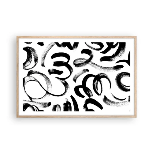 Poster in cornice rovere chiaro - Nero su bianco - 91x61 cm