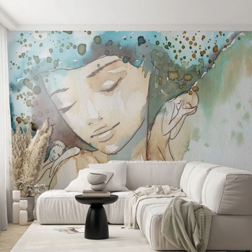 Fotomurale su misura Premium Canvas - Lady in blue - Astrazione, Donna, Volto di donna
