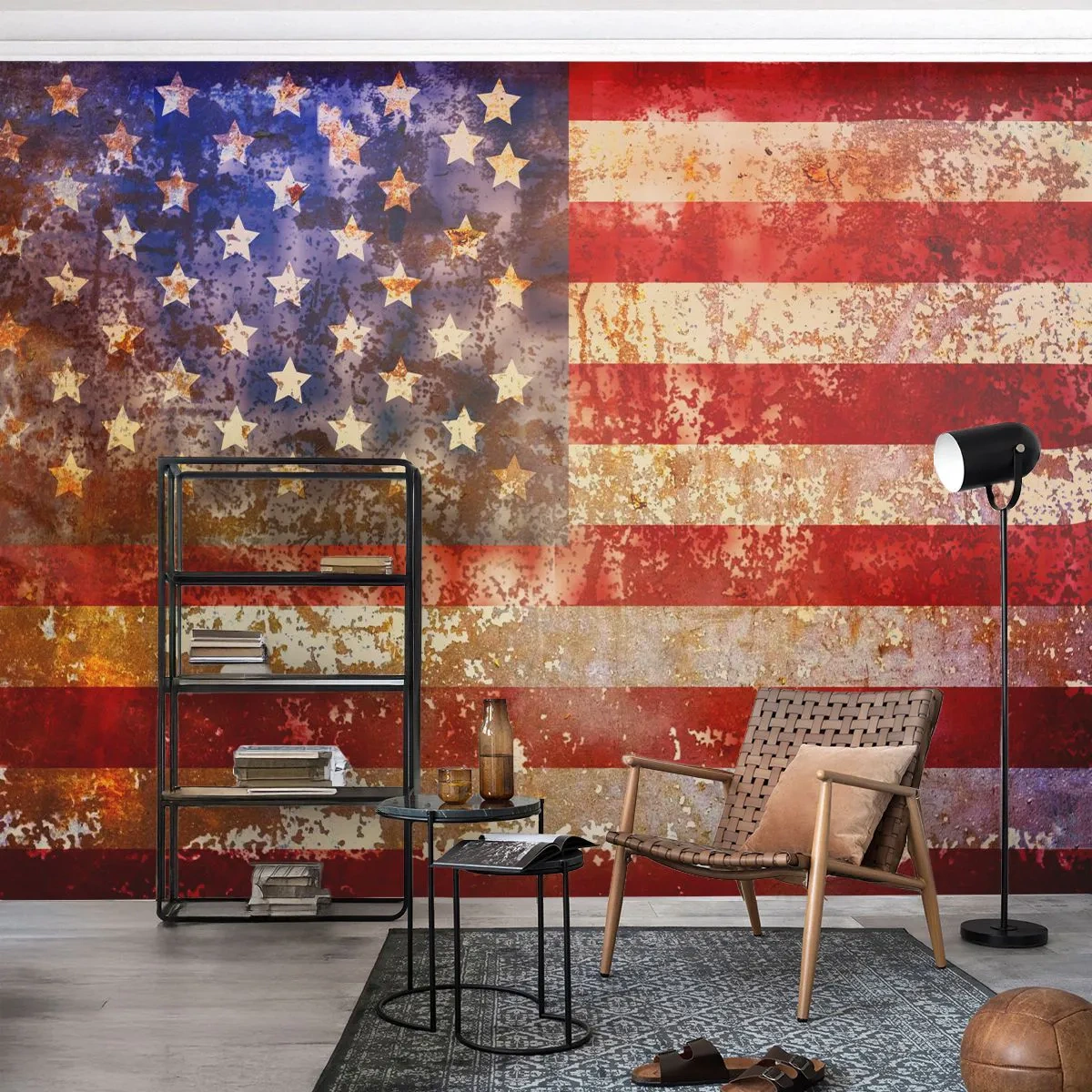 Fotomurali Premium Sand - L'attimo non passa - America, Bandiera americana, Grafica - 100x70 cm