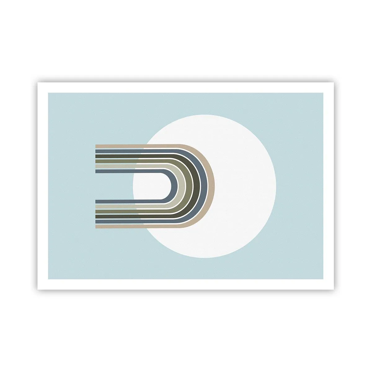 Poster - Una composizione minimalista con un cerchio e delle linee su uno sfondo pastello. - 100x70cm - Attrazione irresistibile - Decorazione murale moderna per soggiorno e camera da letto ARTTOR