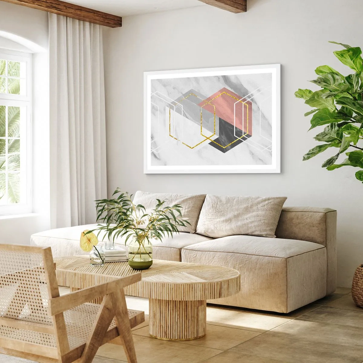 Poster in cornice bianca - Composizione a catena - 100x70 cm