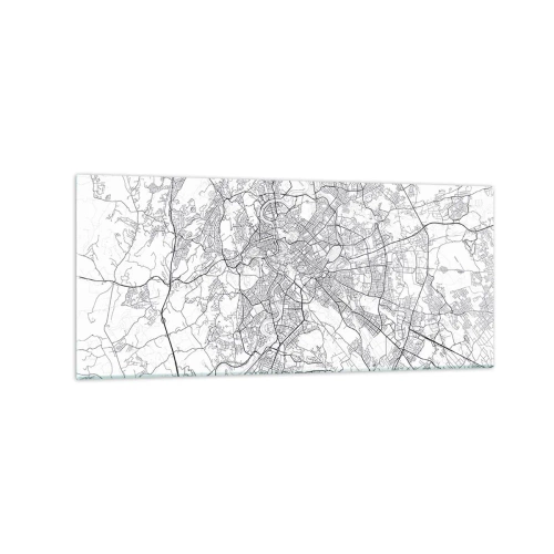 Quadro su vetro - Una mappa della città in stile minimalista con linee delicate - 120x50cm - L'anello romano - Decorazione murale moderna per soggiorno e camera da letto ARTTOR